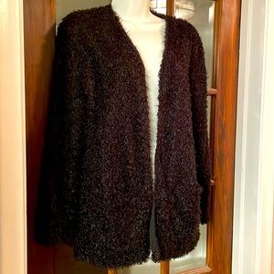 Fuzzy H&M Black Y2K Cardigan - size medium